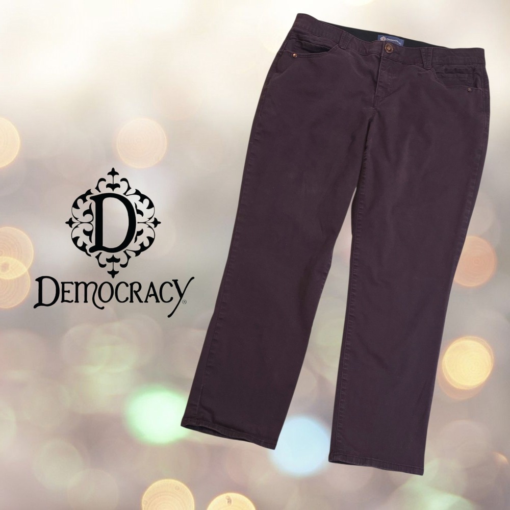 Democracy Womens Ab'solution Stretchy Patriot Straight Leg Pants Purple 18W